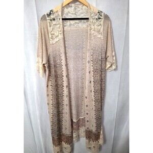 Voice of California Lace & Stones Duster Cardigan Sweater Plus Sz 2XL Bohemian
